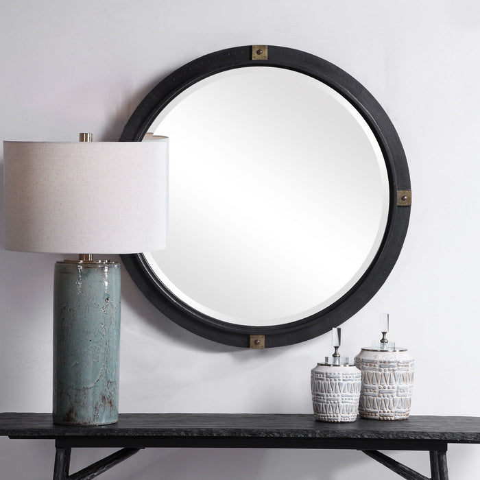 Tull - Industrial Round Mirror - Black