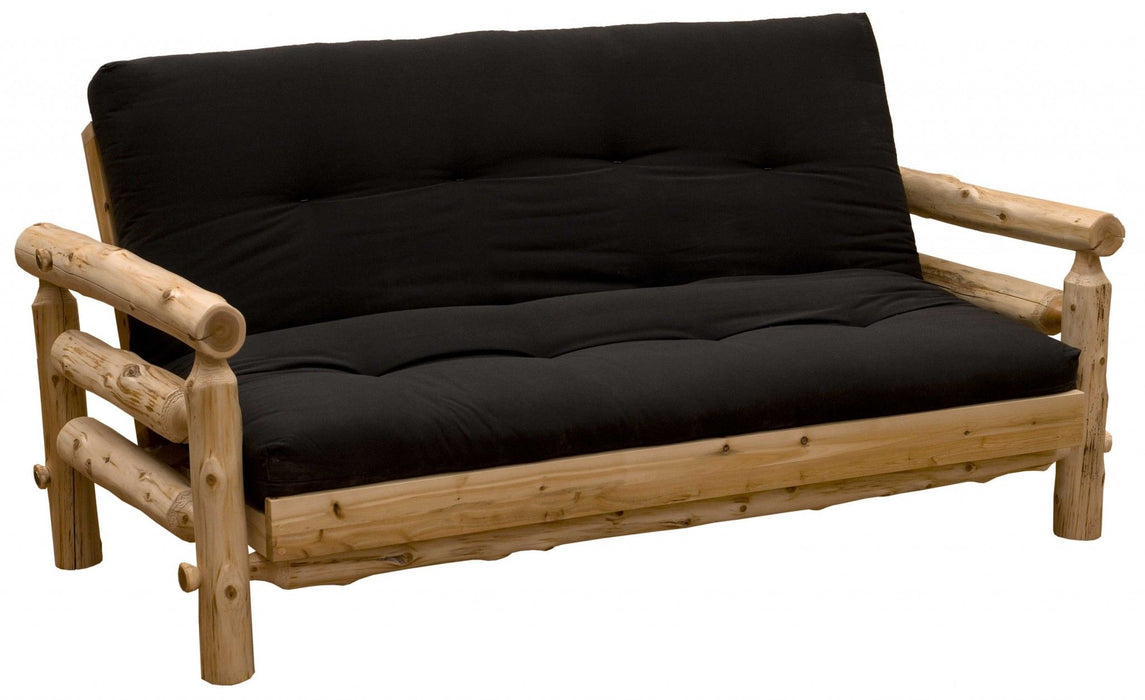 1 Cotton Sleeper Sleeper Sofa With Wood Brown Legs - Black