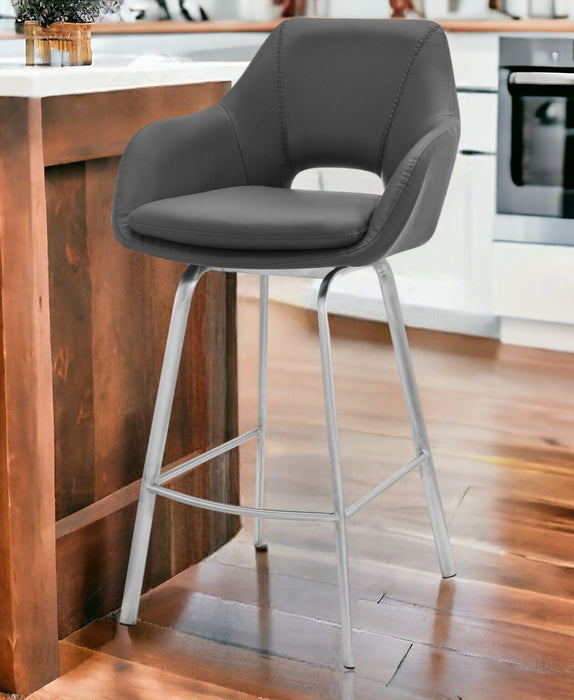 41" Swivel Low Back Bar Height Bar Chair - Gray / Silver