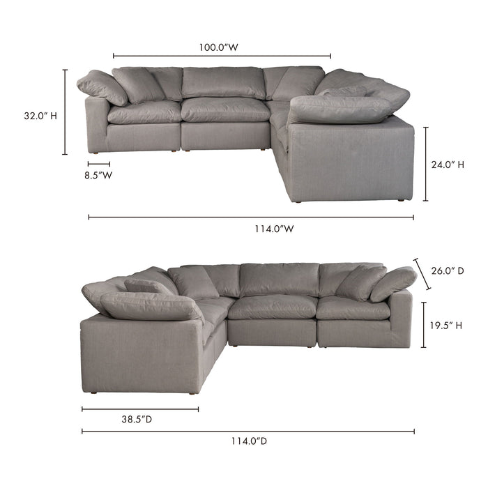 Terra - Condo Classic L Modular Sectional Livesmart Fabric - Light Gray