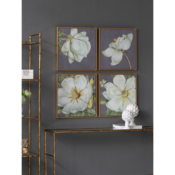 Botanical Wall Art Prints, Home Decor For Living Room Dining Room Bedroom Hallway (Set of 4) - White / Gold