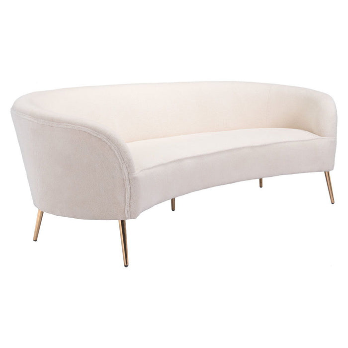 Polyester Sofa With Gold Legs - White