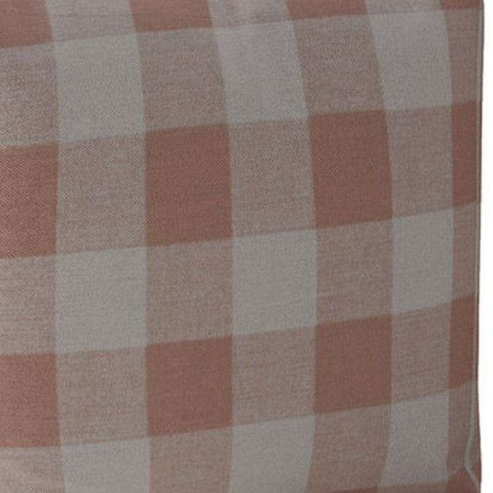 Cotton Gingham Pouf Ottoman - Pink / White