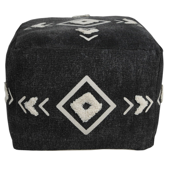 Cotton Ottoman Square - Black