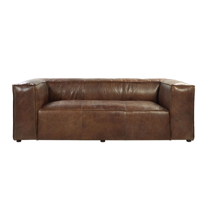 Top Grain Leather Sofa With Black Legs - Brown