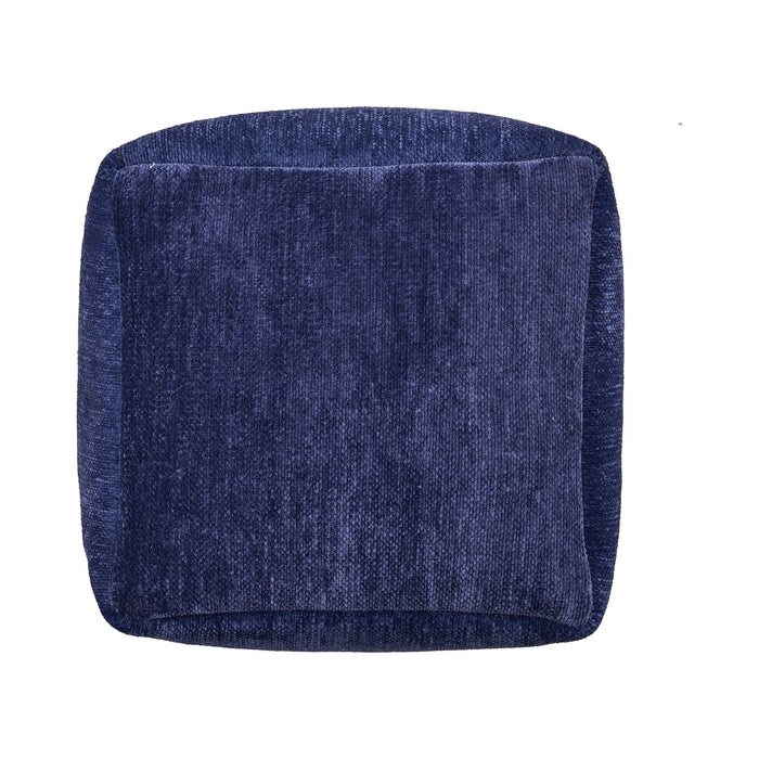 Chenille, Cube Pouf Ottoman - Blue