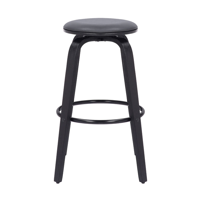 Solid Wood Swivel Backless Bar Height Bar Chair - Gray / Black