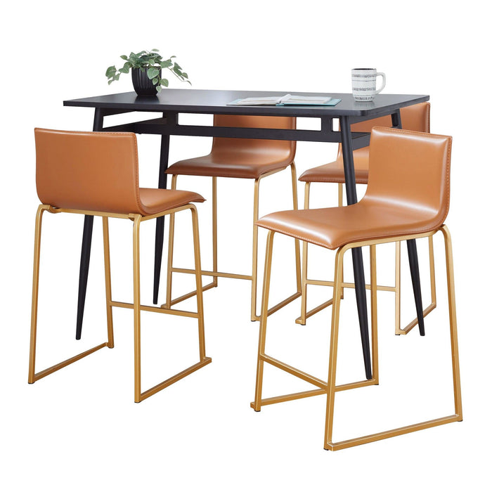 Marcel - Mara Upholstered Counter Height Dining Set - Black Metal With Black Wood Tabletop And Gold Metal