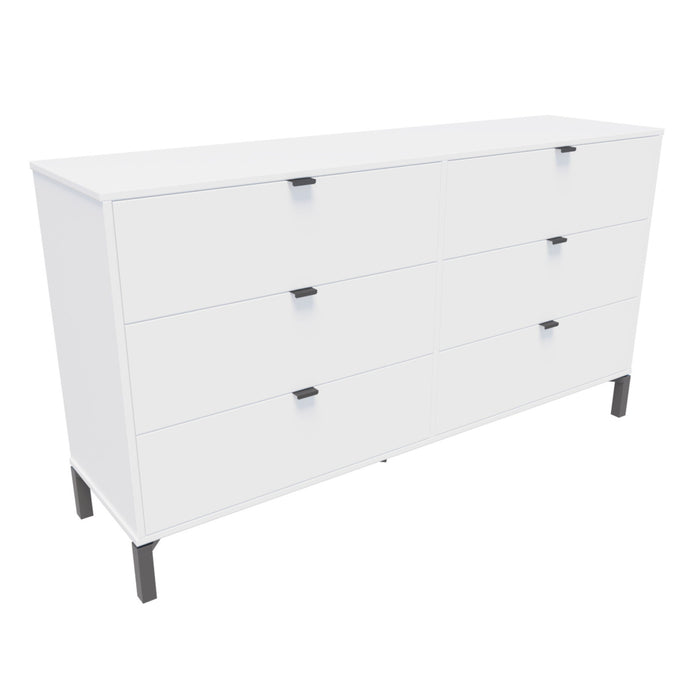 Six Drawer Double Dresser - White / Black