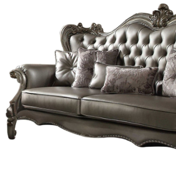 Velvet Curved Sofa And Toss Pillows - Platinum