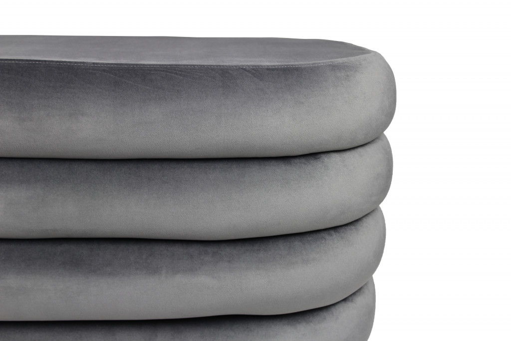 Velvet Tufted Round Cocktail Ottoman - Gray