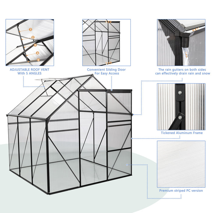 Polycarbonate Greenhouse Raised Base And Anchor Aluminum Heavy Duty Walk-In Greenhouses For Outdoor Backyard In All Season