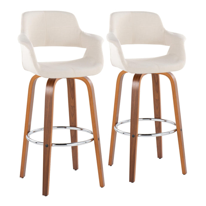 Vintage Flair - Mid Century Modern Fixed Height Barstool With Swivel & Round Footrest (Set of 2)