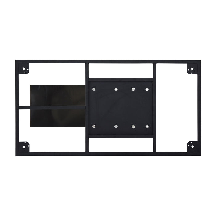 Modern Artificial Stone Pandora Straight Panel, Metal Legs, Can Accommodate 8 People, (Not Including Chairs) - Black / White