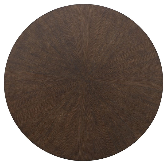 Brazburn - Dark Brown / Gold Finish - Round Cocktail Table