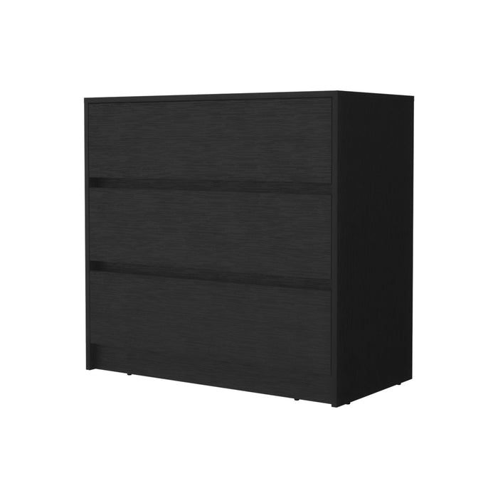 Manufactured Wood Three Drawer No Handles Dresser - Black