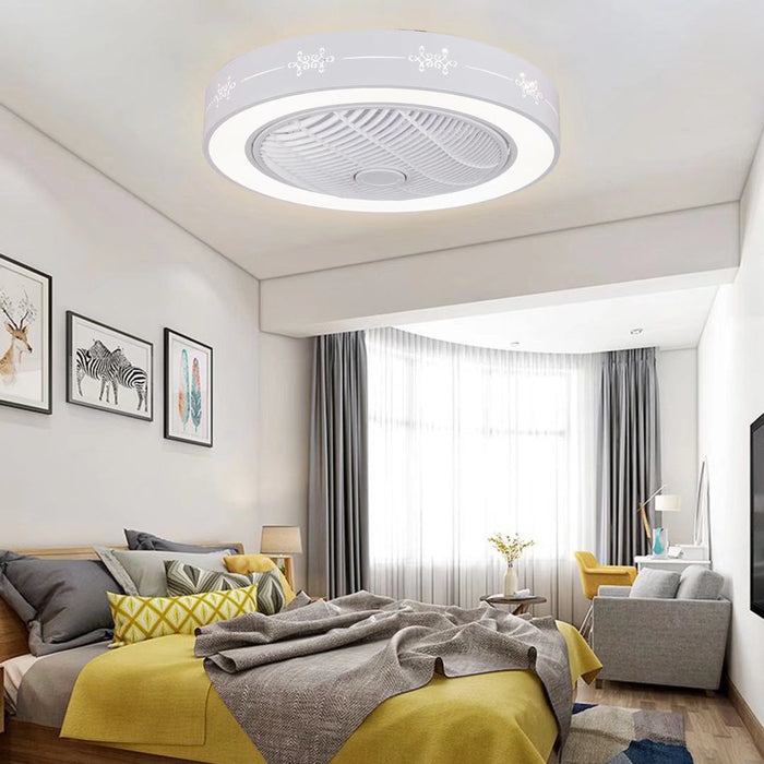 Modern Flush LED Ceiling Fan And Light - White