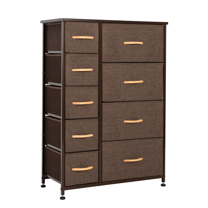 Steel And Fabric Nine Drawer Combo Dresser - Brown