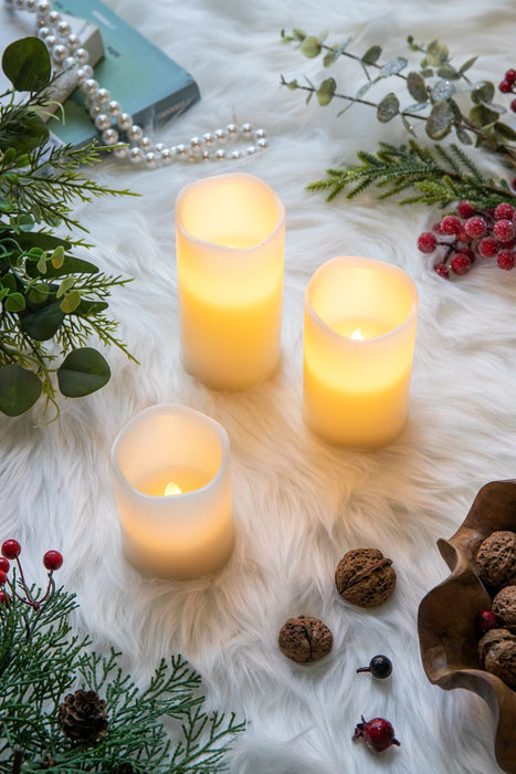 Led Candles With Remote Timer (Set of 3) - Ivory