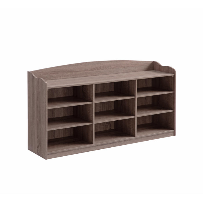 Entry Bench Shoe Rack With Nine Storage Shelves With Top Open Shelf