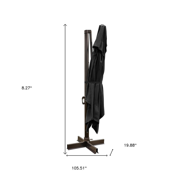 Polyester Rectangular Tilt Cantilever Patio Umbrella With Stand - Black