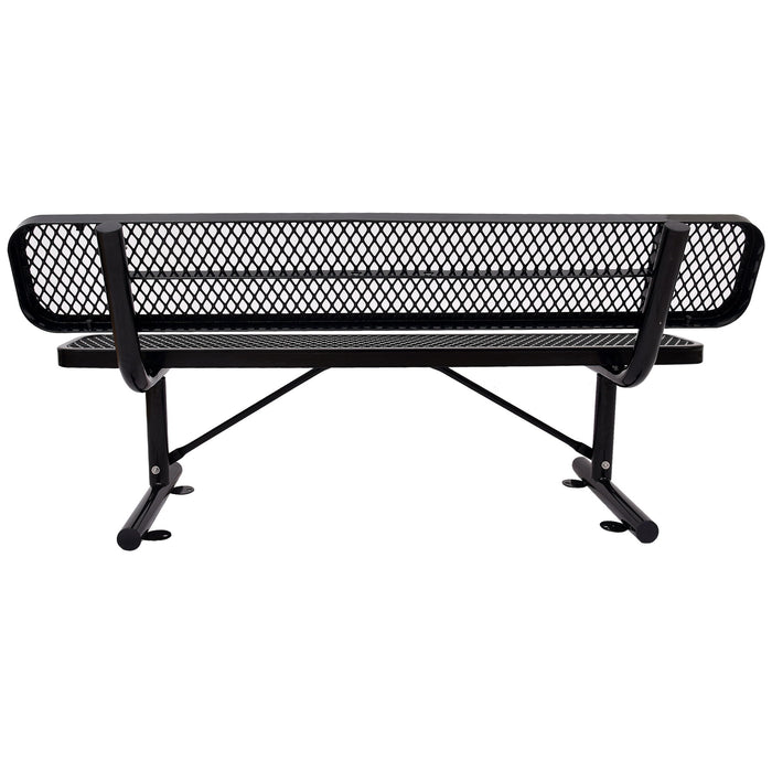 6' Outdoor Steel Bench With Backrest