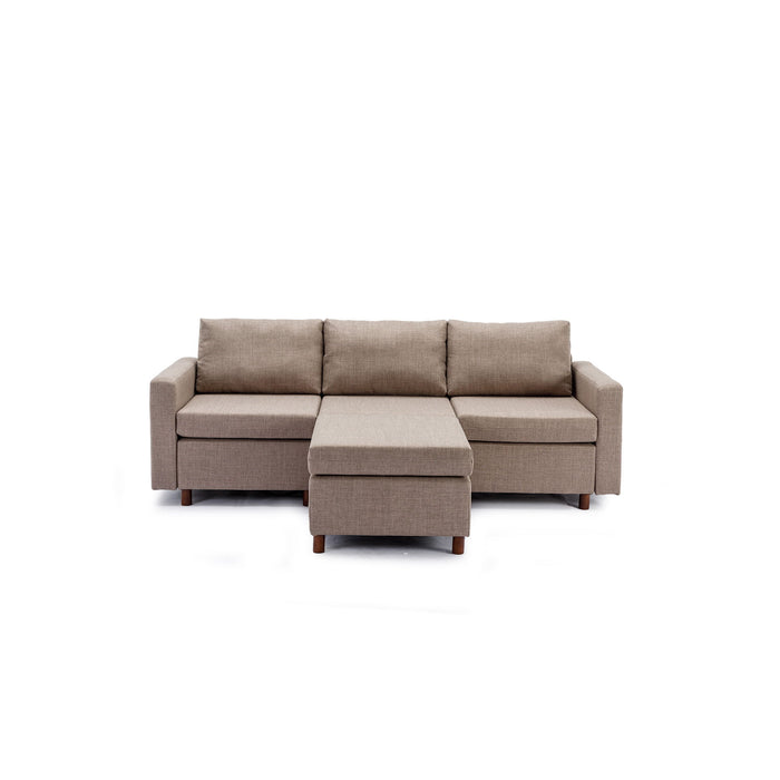 3 Seat Module Sectional Sofa Couch With 1 Ottoman For Living Room, Seat Cushion And Back Cushion Non-Removable And Non-Washable