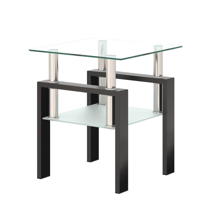 Modern Tempered Glass Tea Table, End Square Table For Living Room