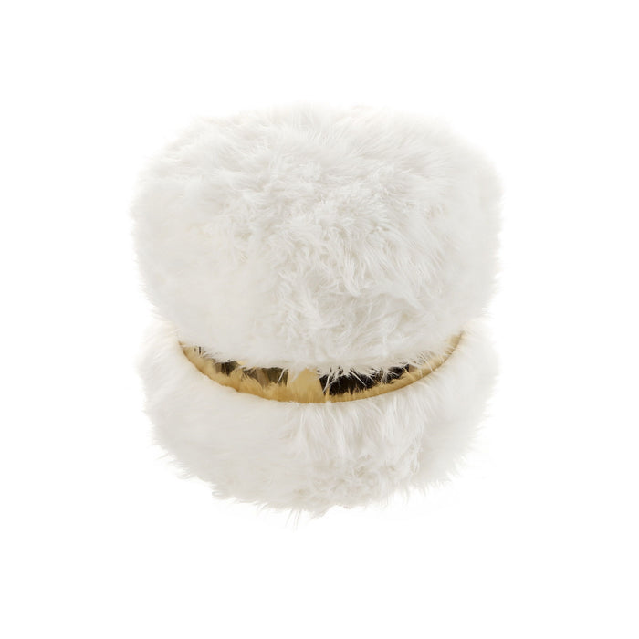 Faux Fur Round Ottoman - Cream