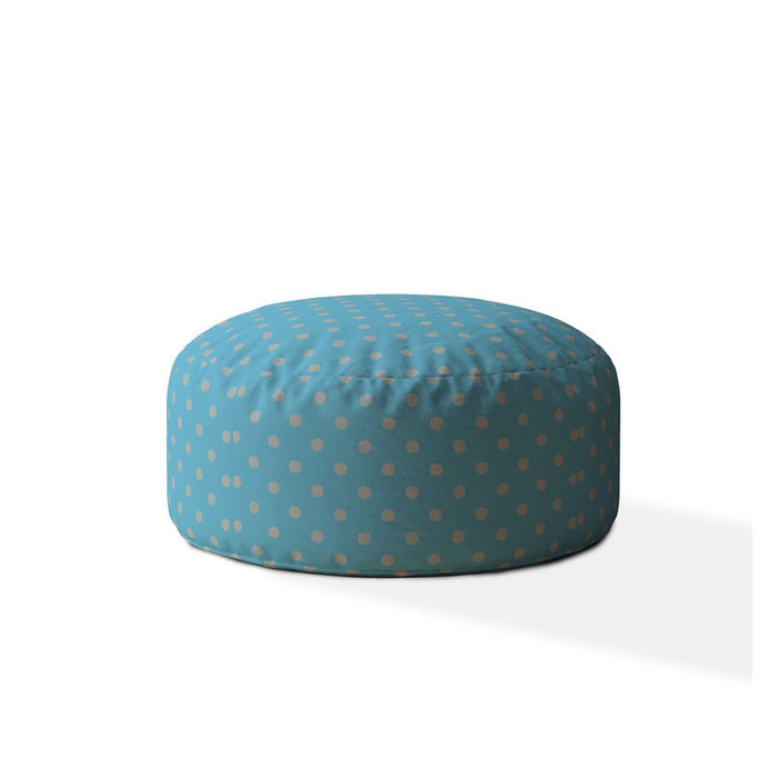 Cotton Round Polka Dots Pouf Cover - Blue / Gray