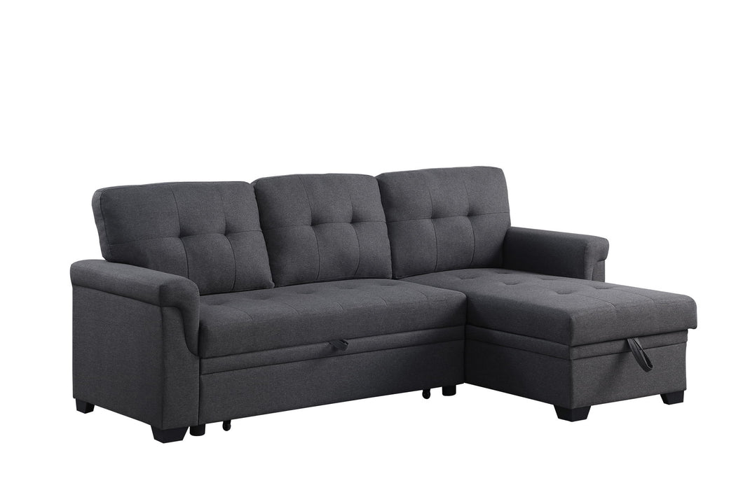 Lucca - Linen Reversible Sleeper Sectional Sofa With Storage Chaise