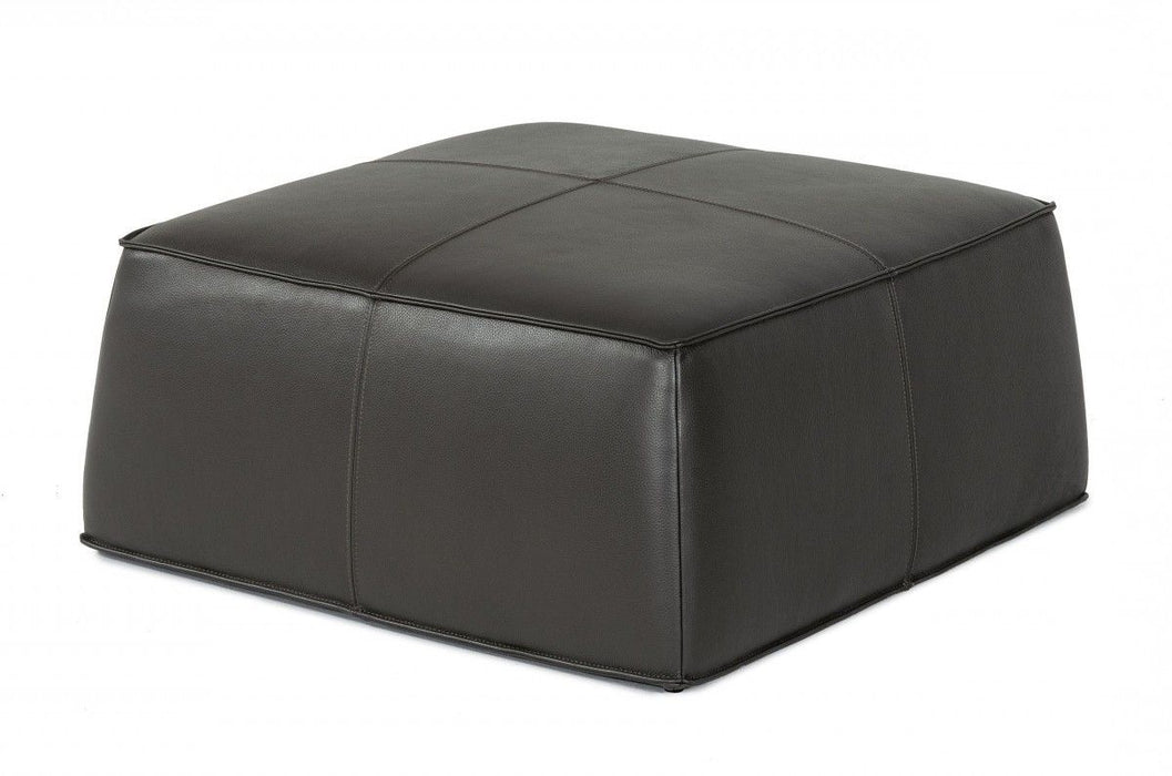 Faux Leather Cocktail Ottoman - Slate Gray