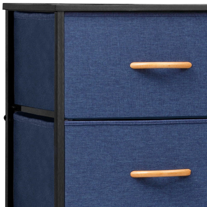 Steel And Fabric Five Drawer Chest - Blue / Black