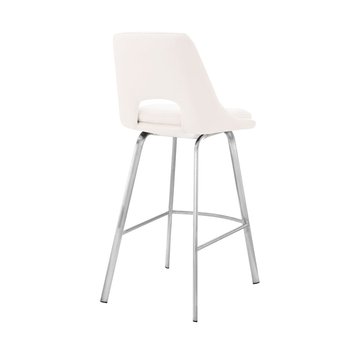 41" Swivel, Low Back Bar Height Bar Chair - White / Silver