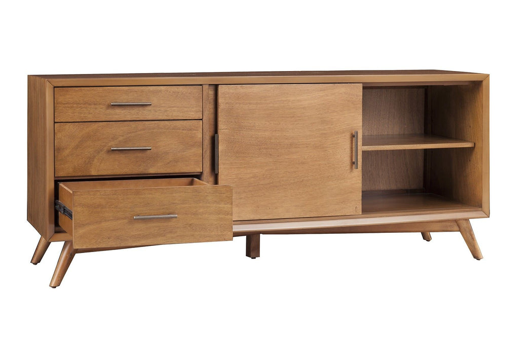 TV Stand With Drawers And Sliding Door - Brown