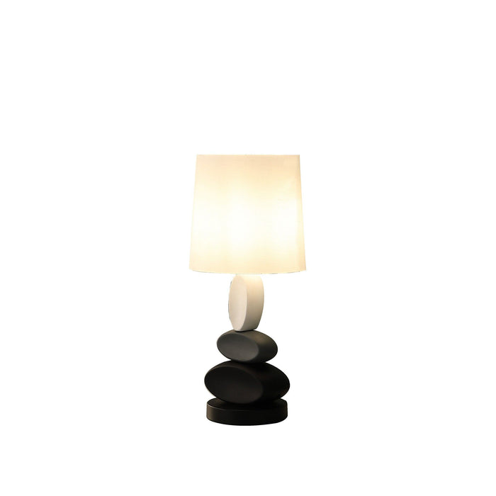 Metal Table Lamp With White Drum Shade - Black Gray / White