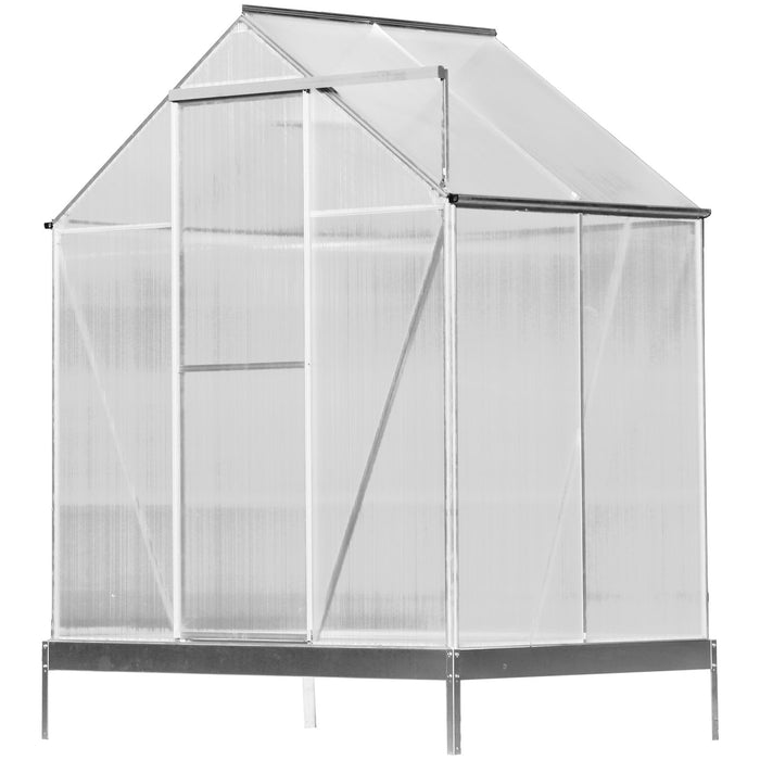 Polycarbonate Greenhouse, Heavy Duty Outdoor Aluminum Walk-In Green House Kit With Rain Gutter, Vent And Door For Backyard Garden