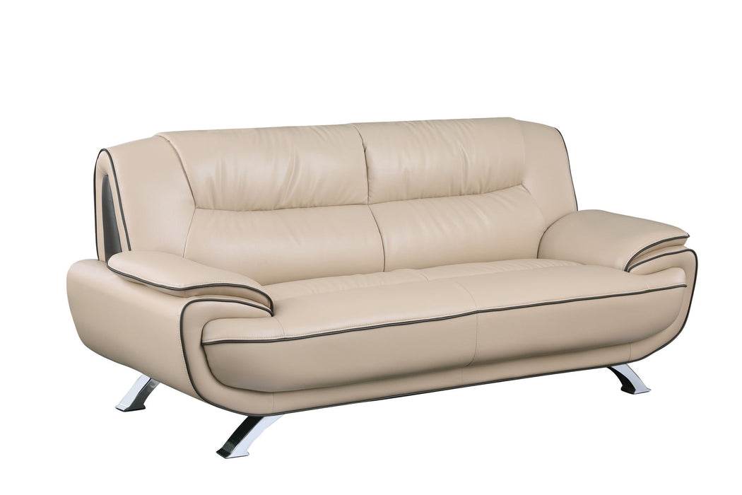 Sofa With Silver Legs Leather - Beige