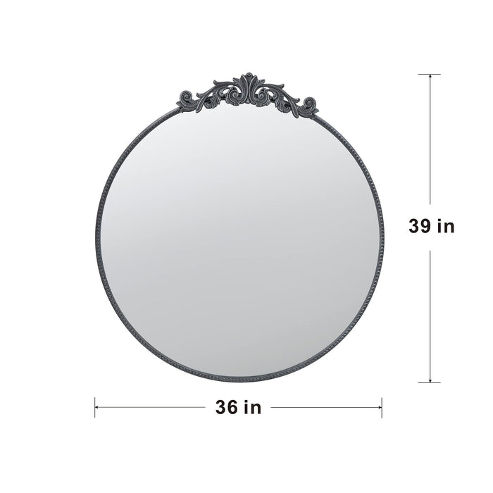 Classic Design Mirror With Round Shape And Baroque Inspired Frame For Bathroom, Entryway Console Lean Against Wall