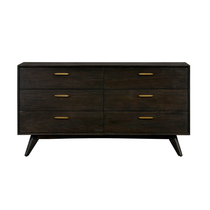 Solid Wood Six Drawer Dresser - Brown