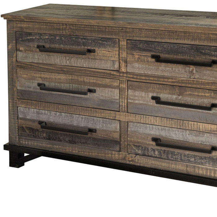 Wood 6 Drawer Double Dresser - Brown