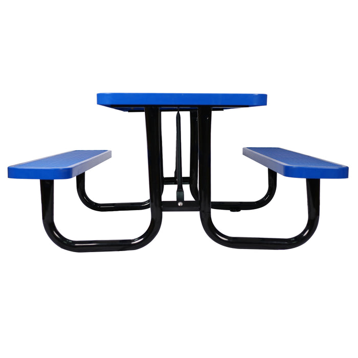 Rectangular Outdoor Steel Picnic Table With Umbrella Pole