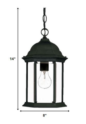 Glass Lantern Hanging Light - Matte Black