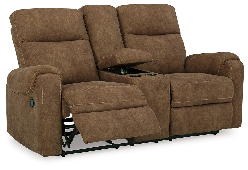 Edenwold - Brindle - Dbl Reclining Loveseat With Console - Faux Leather