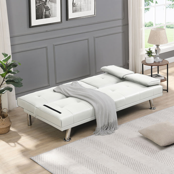 Futon Sofa Bed With Armrest Two Holders