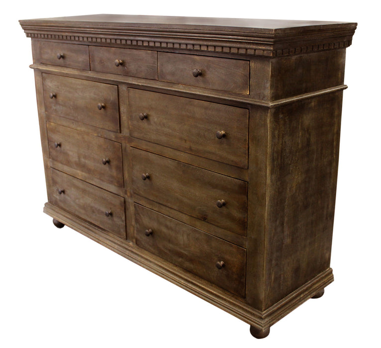 Solid Wood Nine Drawer Gentleman'S Chest - Tobacco