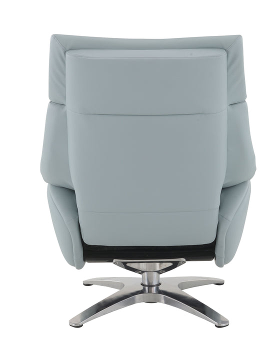 Janella - Top Grain Leather Accent Chair With Swivel & Ottoman - Baby Blue