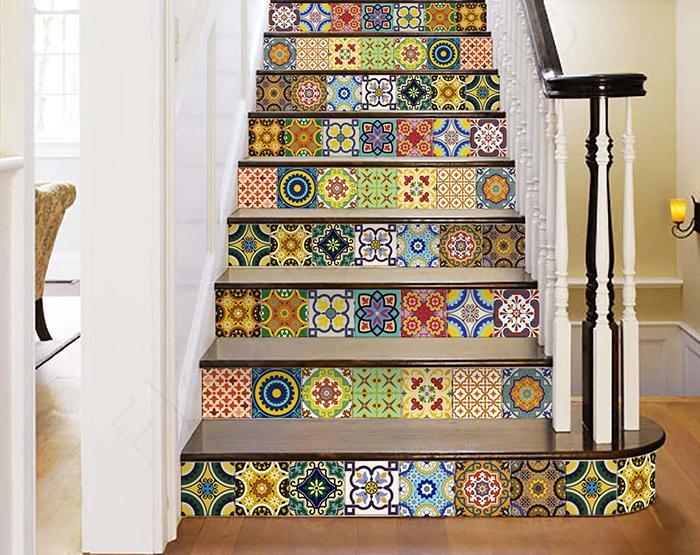 Mosaic Peel And Stick Removable Tiles - Mediterranean Brights - 4" x 4"