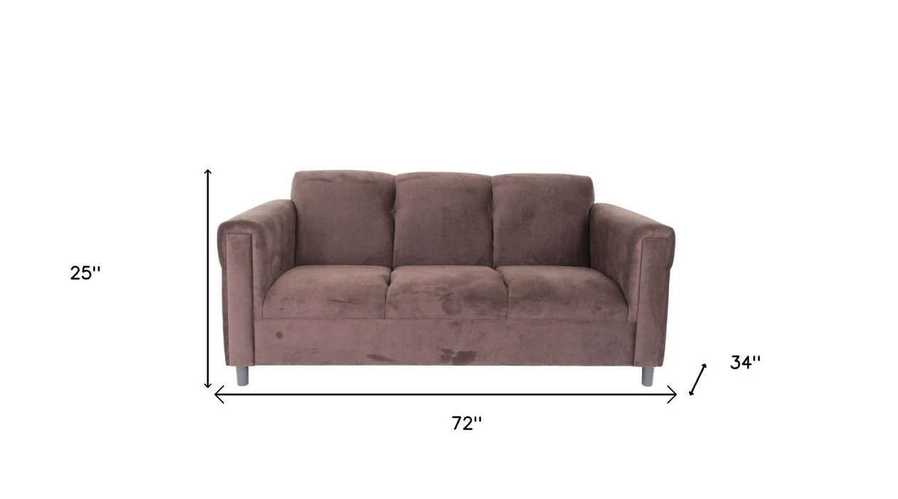 Suede Sofa With Black Legs - Dark Brown