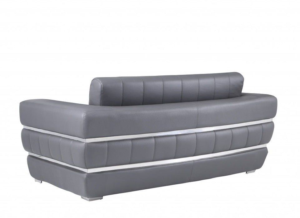 Accents Loveseat - Dark Gray - Italian Leather With Chrome
